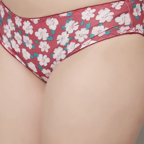 Buy PrettyCat Elegant Floral Print Bra And Panty Set - Pink Online