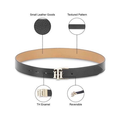 Tommy Hilfiger Dolmens Women Leather Reversible Belt Black (L)