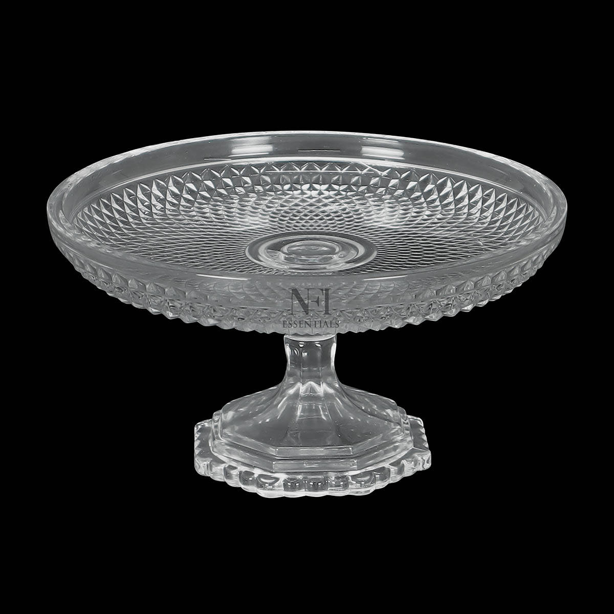 NFI Essentials Crystal Clear Dessert Pedestal Stand Vintage Style Cake Plate Serving Platter