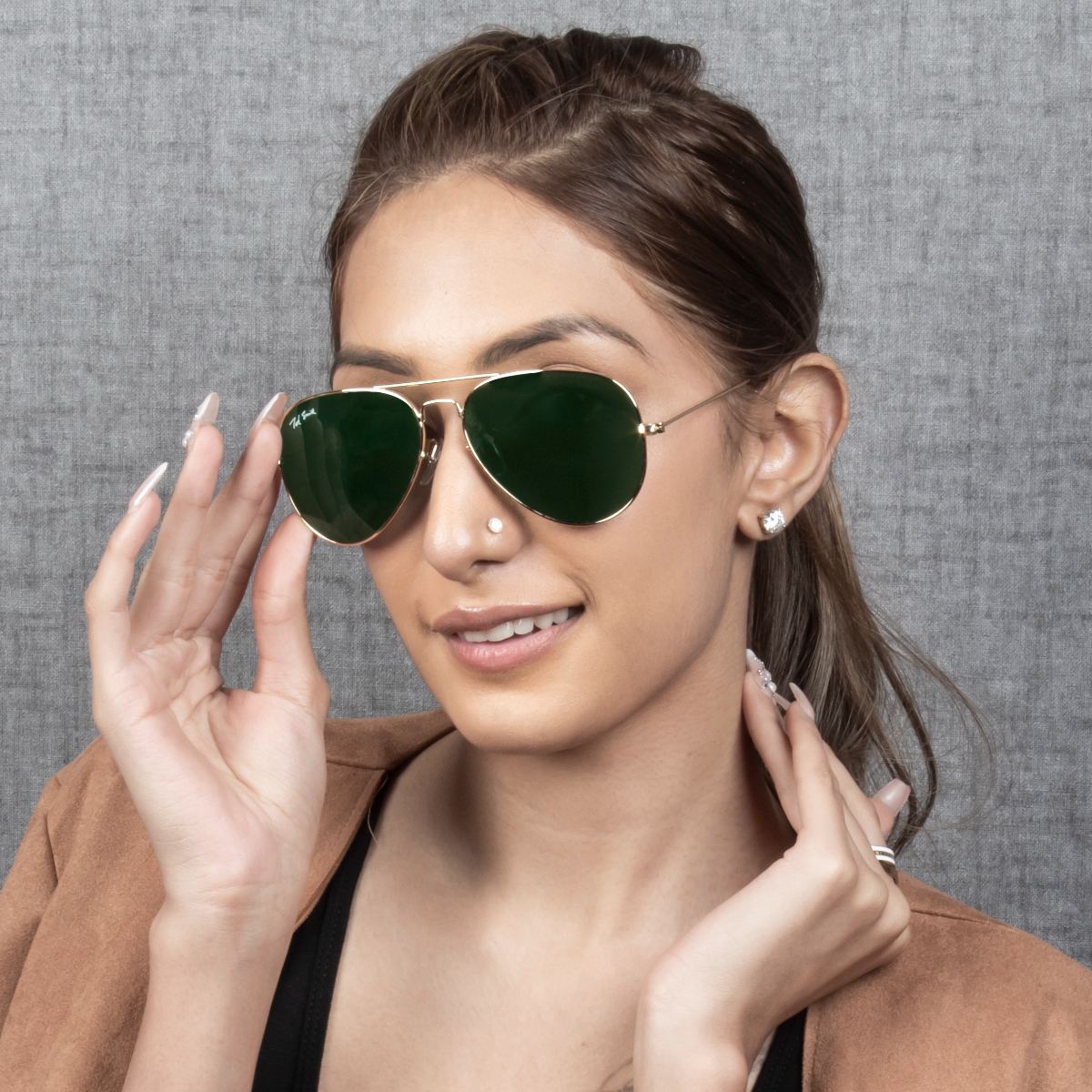 TED SMITH UV Protection Aviator Sunglasses for men women Glass Lens AVIMAST_C14