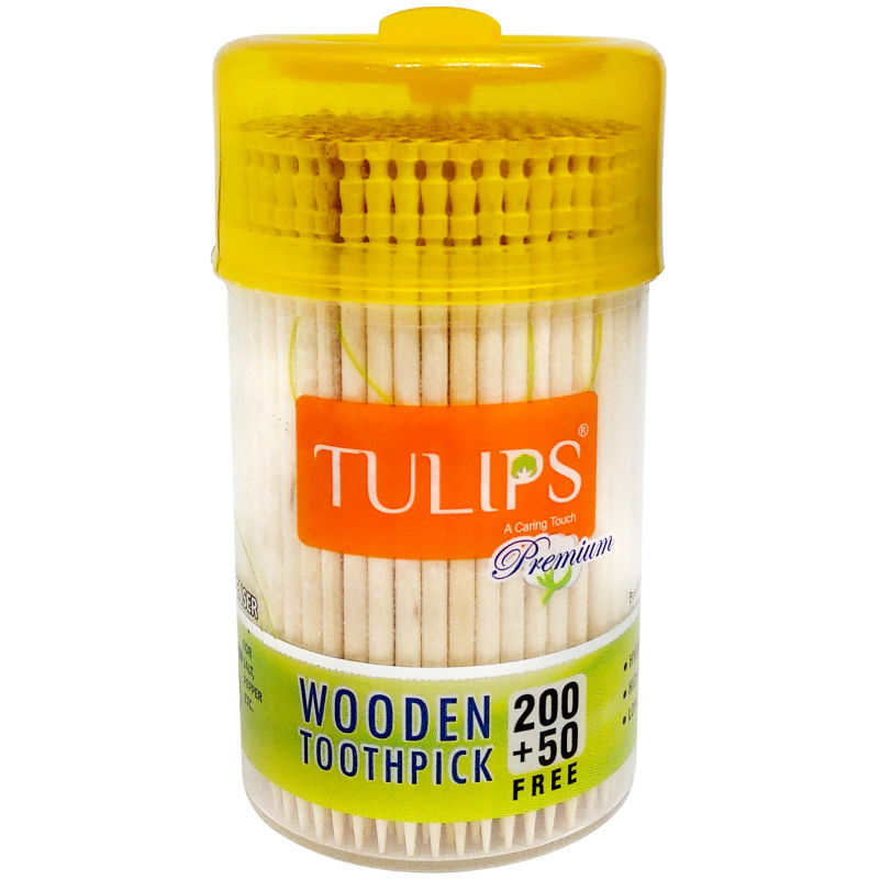 Tulips Premium Toothpicks Wooden Jar
