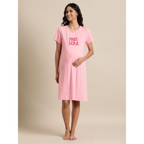 mackly Printed Round Neck Short Sleeves Cotton T-shirt Dress (XS)