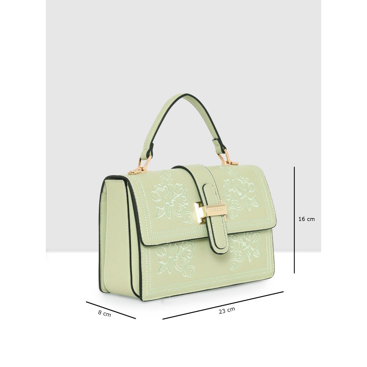 Buy ESBEDA Pista Color Floral Embroidery Structured Sling Bag for