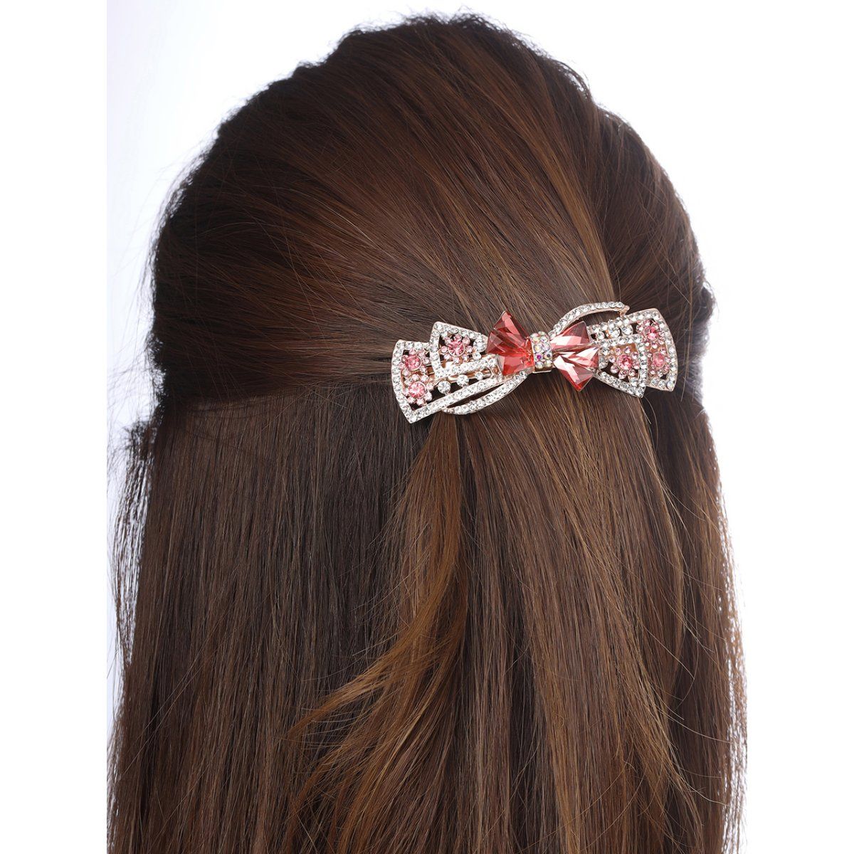 Yellow Chimes Gold Toned Bow Designed Red Crystal Studded French Baratte Hair Clip: Buy Yellow Chimes Gold Toned Bow Designed Red Crystal Studded French Baratte Hair Clip Online at Best Price in Yellow Chimes Gold Toned Bow Designed Red Crystal Studded French Baratte Hair Clip: Buy Yellow Chimes Gold Toned Bow Designed Red Crystal Studded French Baratte Hair Clip Online at Best Price in