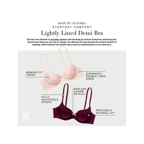 Buy Victoria's Secret Body Lightly Lined Lace-Cup Demi Bra Pink Online