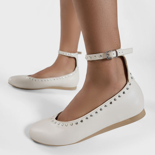 Ballet Flats Flat Shoes Cream MIXT By Nykaa Fashion Beige Metal