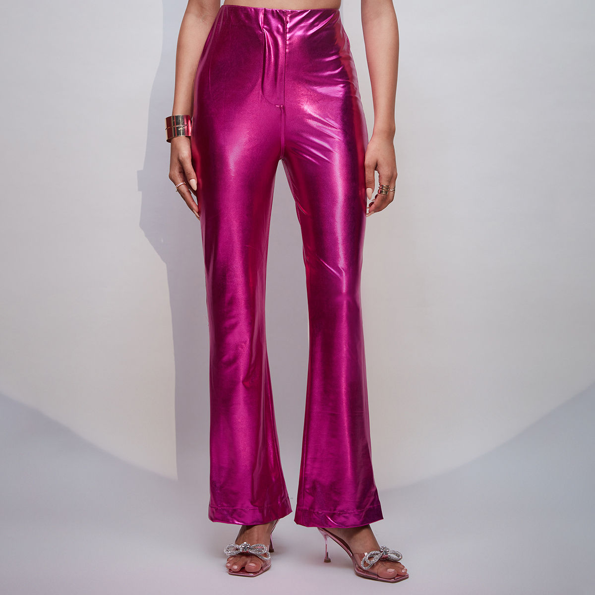 Buy Green High Rise Wide Leg Pants Online In India
