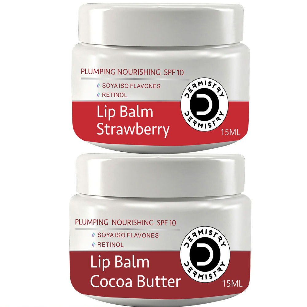 DERMISTRY Cocoa Butter & Strawberry Lip Care Balm For Pigmentation Dry Dark Pigmented Chapped Lips