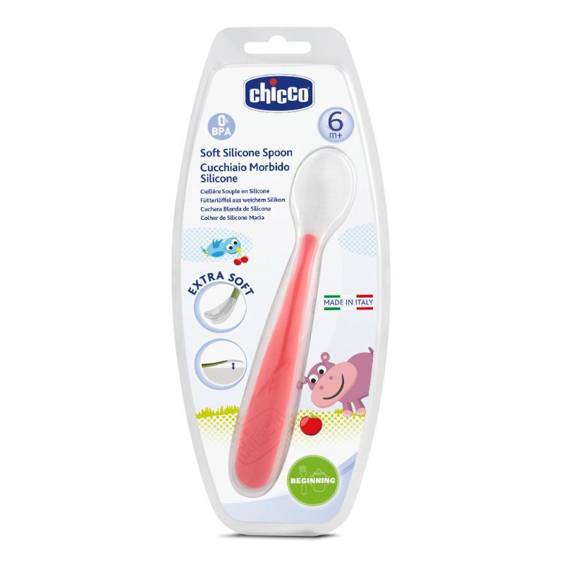 Chicco Soft Silicone Spoon - Red (6M+)