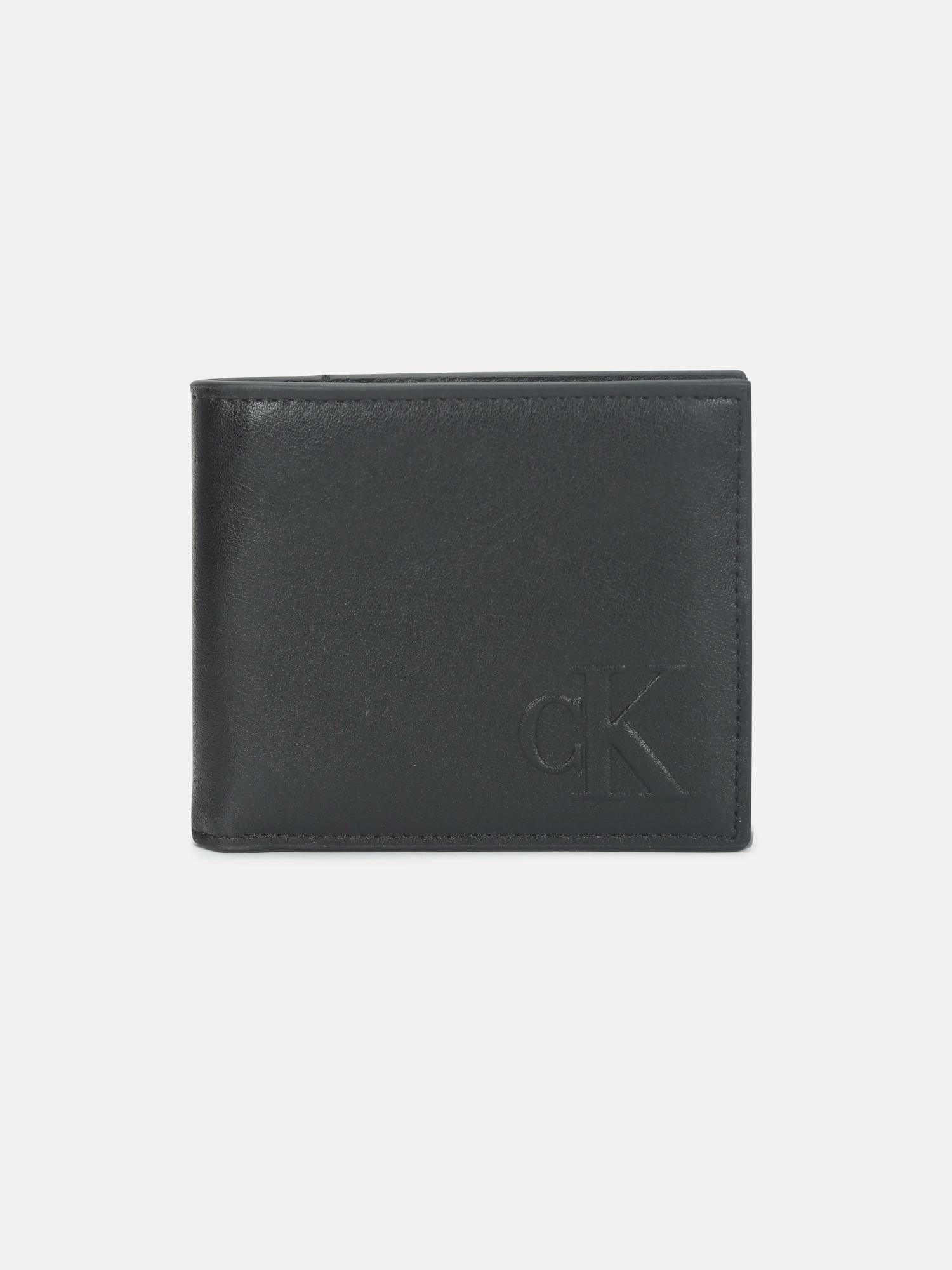 Calvin Klein Solid Black Leather Bi Fold Wallet