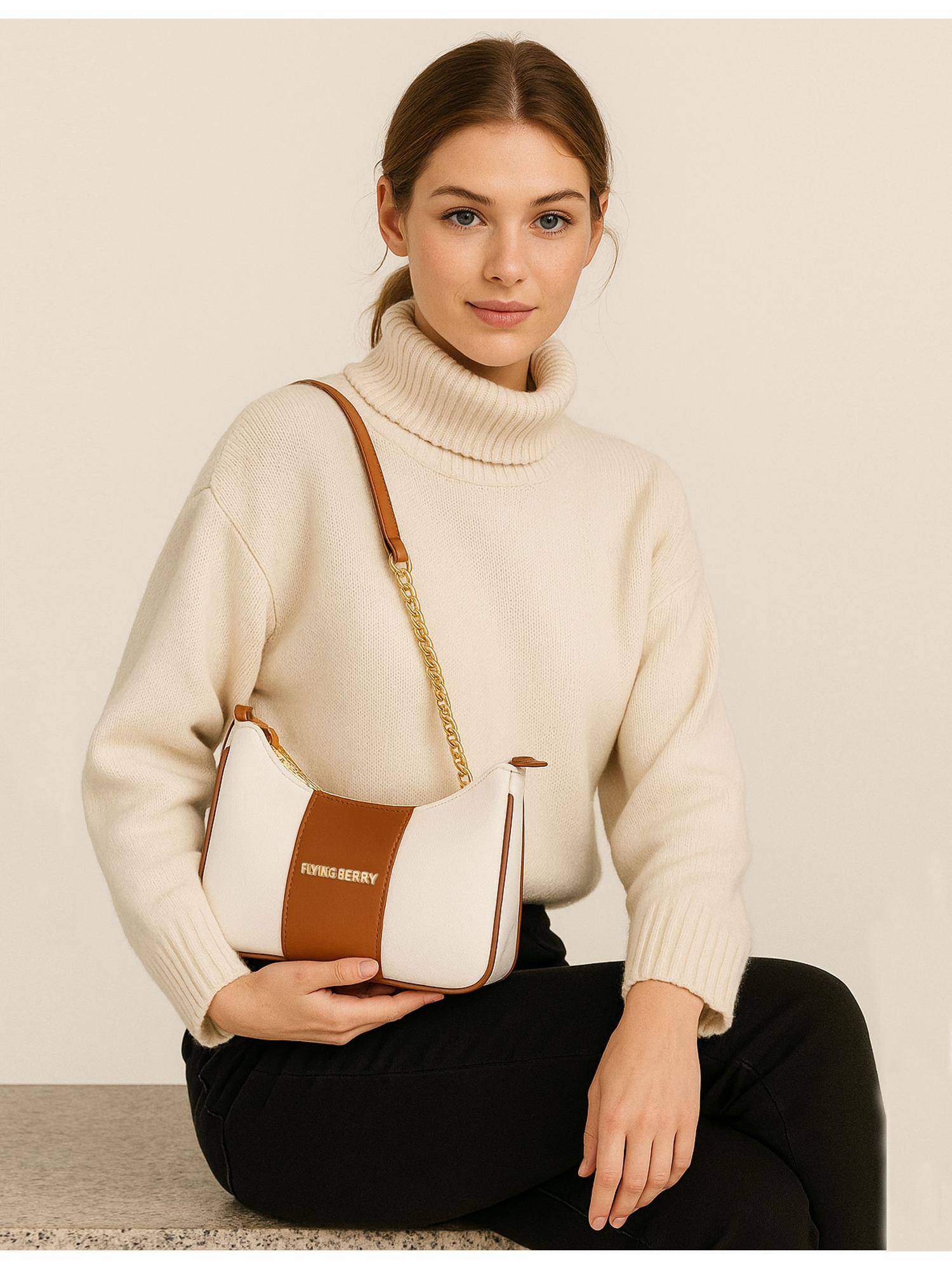 FLYING BERRY Off White Structured Sling Bag
