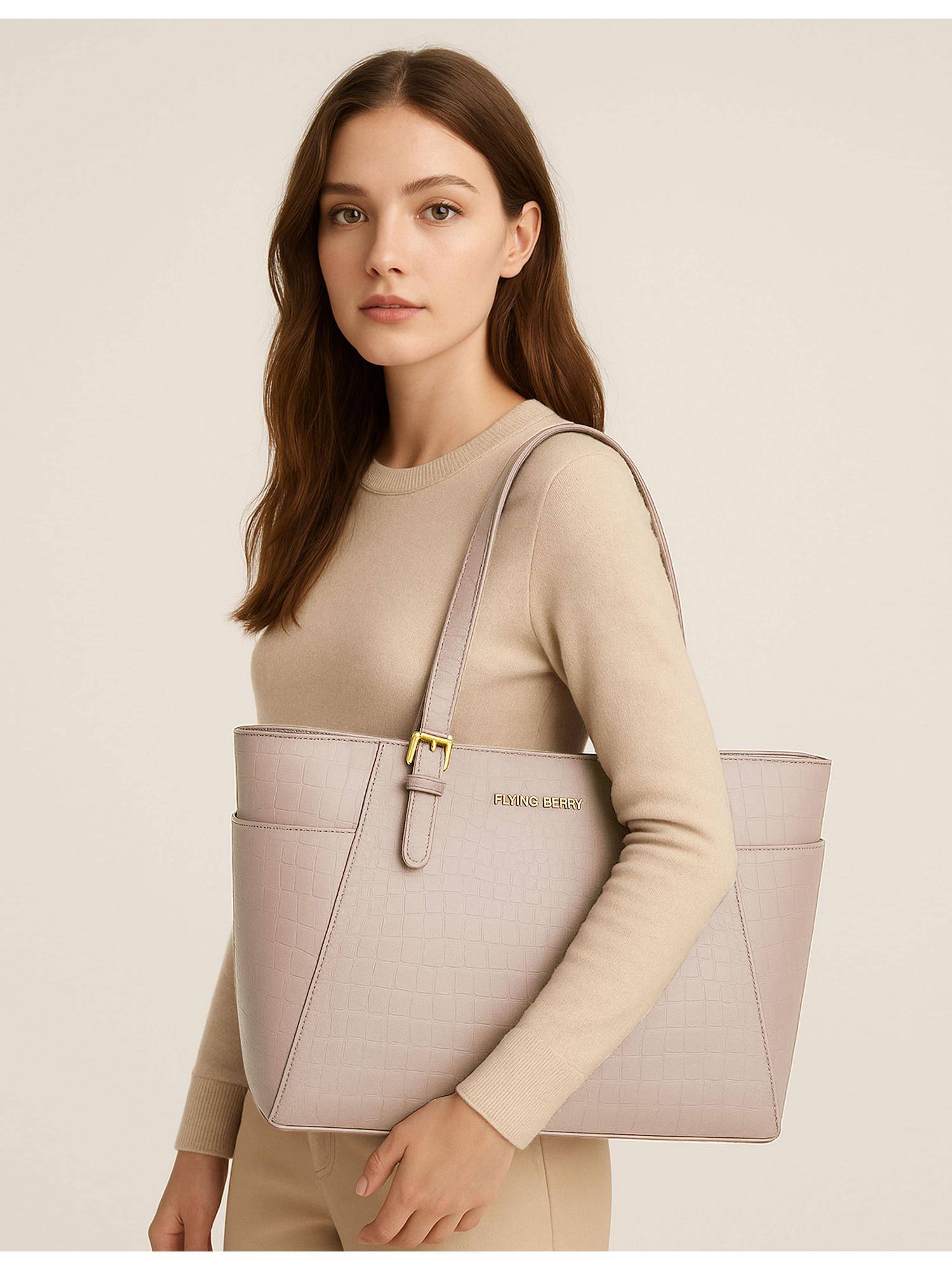 FLYING BERRY Mauve Textured Handbag