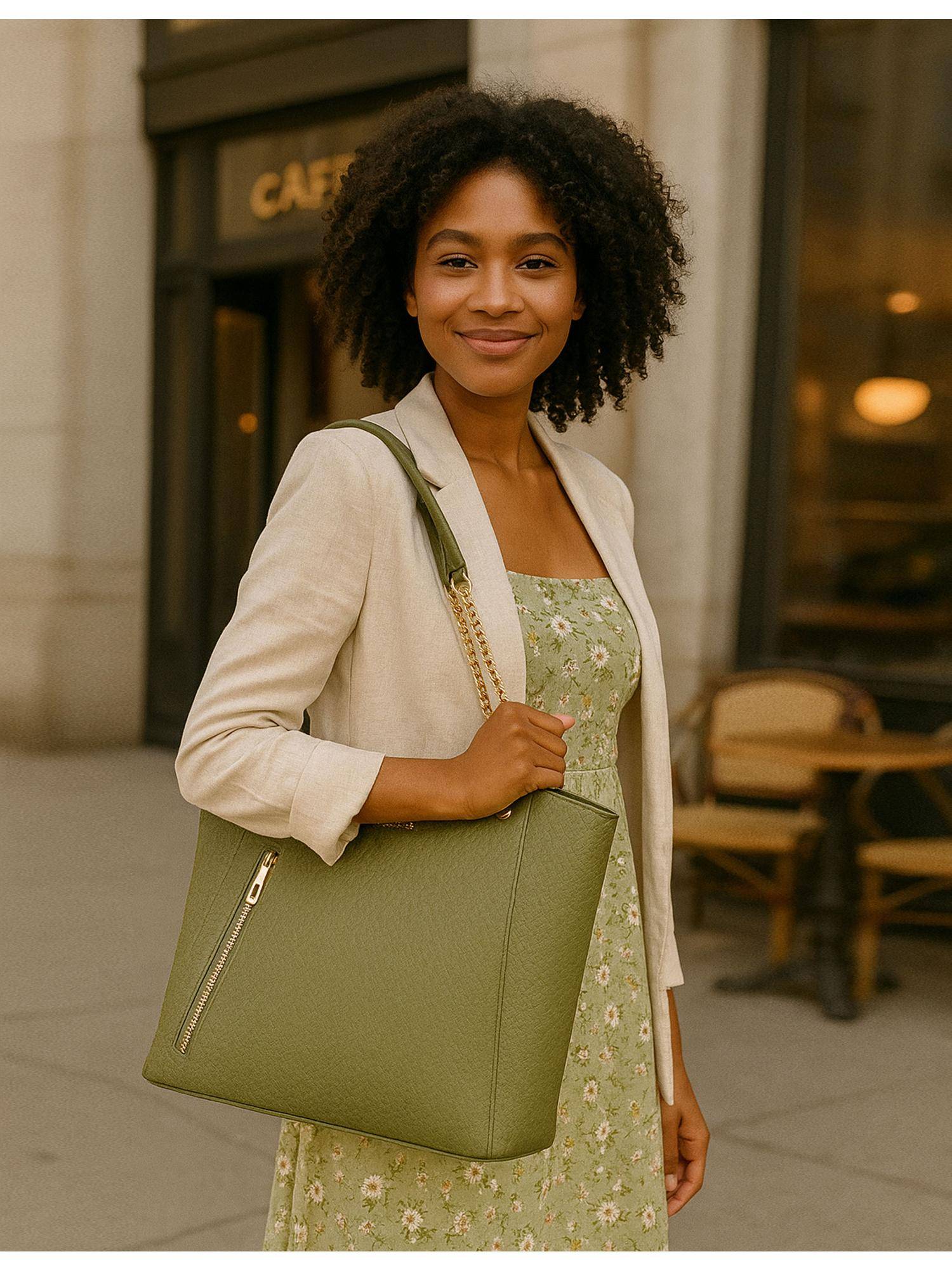 FLYING BERRY Olive Textured Handbag