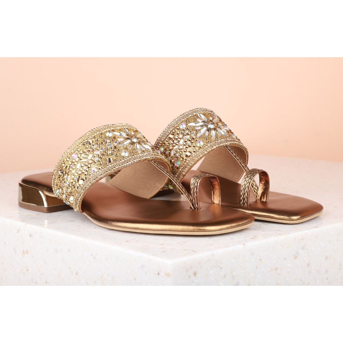 Buy Gold Flat Sandals Online In India - Etsy India