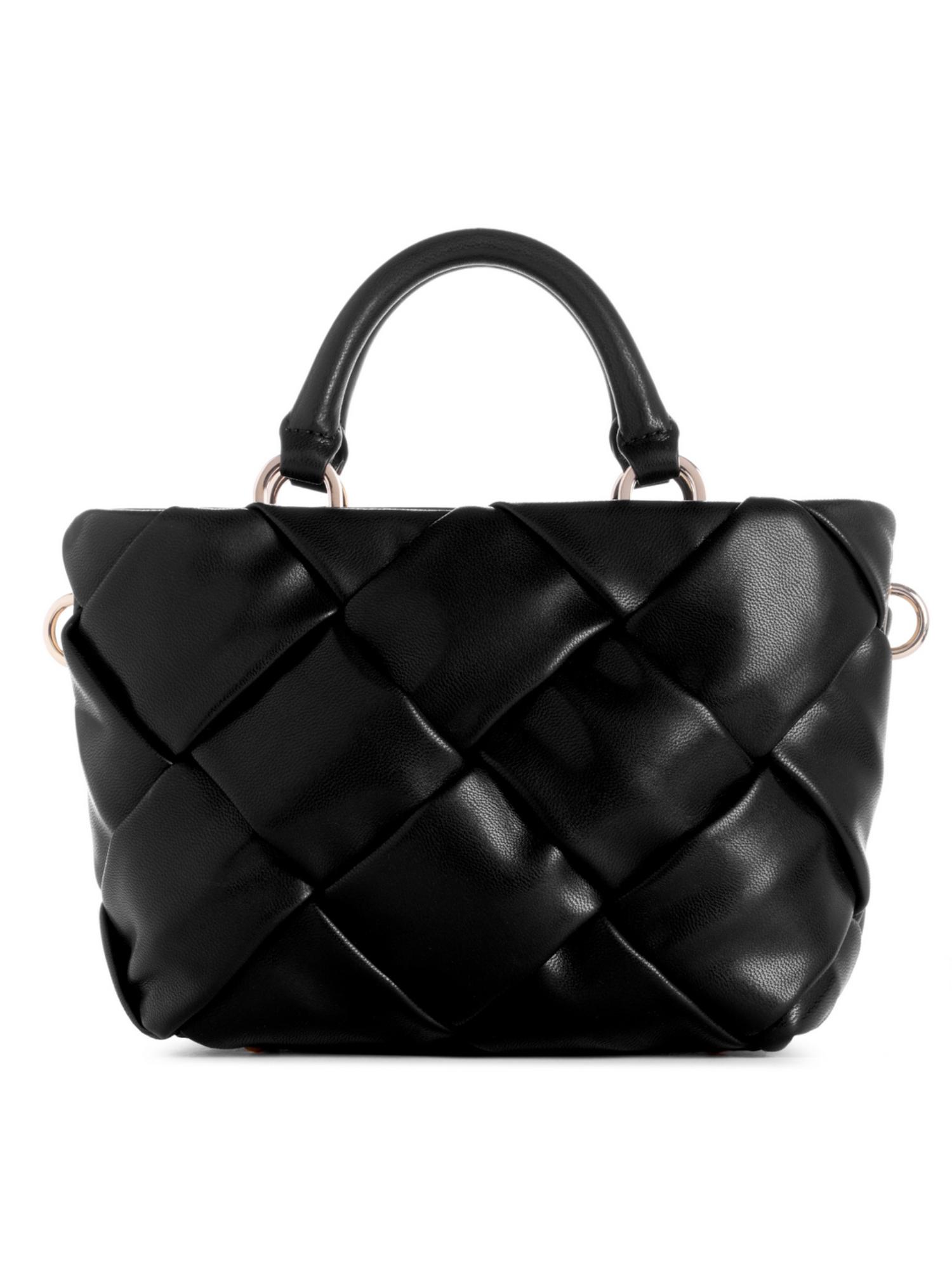 Buy Guess Women Black Textured Zaina Mini Satchel Bag With