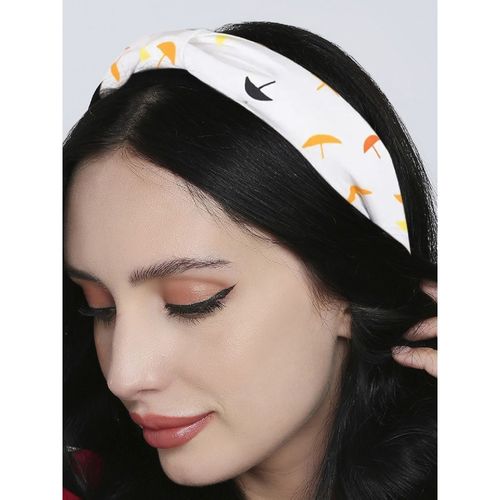 Buy OOMPH White Umbrella Print Knotted Fashion Hair Band Head Band