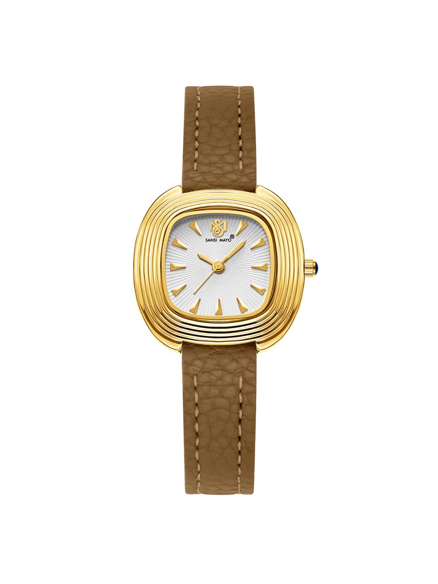Sansi Mayo Verona Analog Square White Dial Watch for Women-Sm-L-0112-Lbr-G-W (Medium)