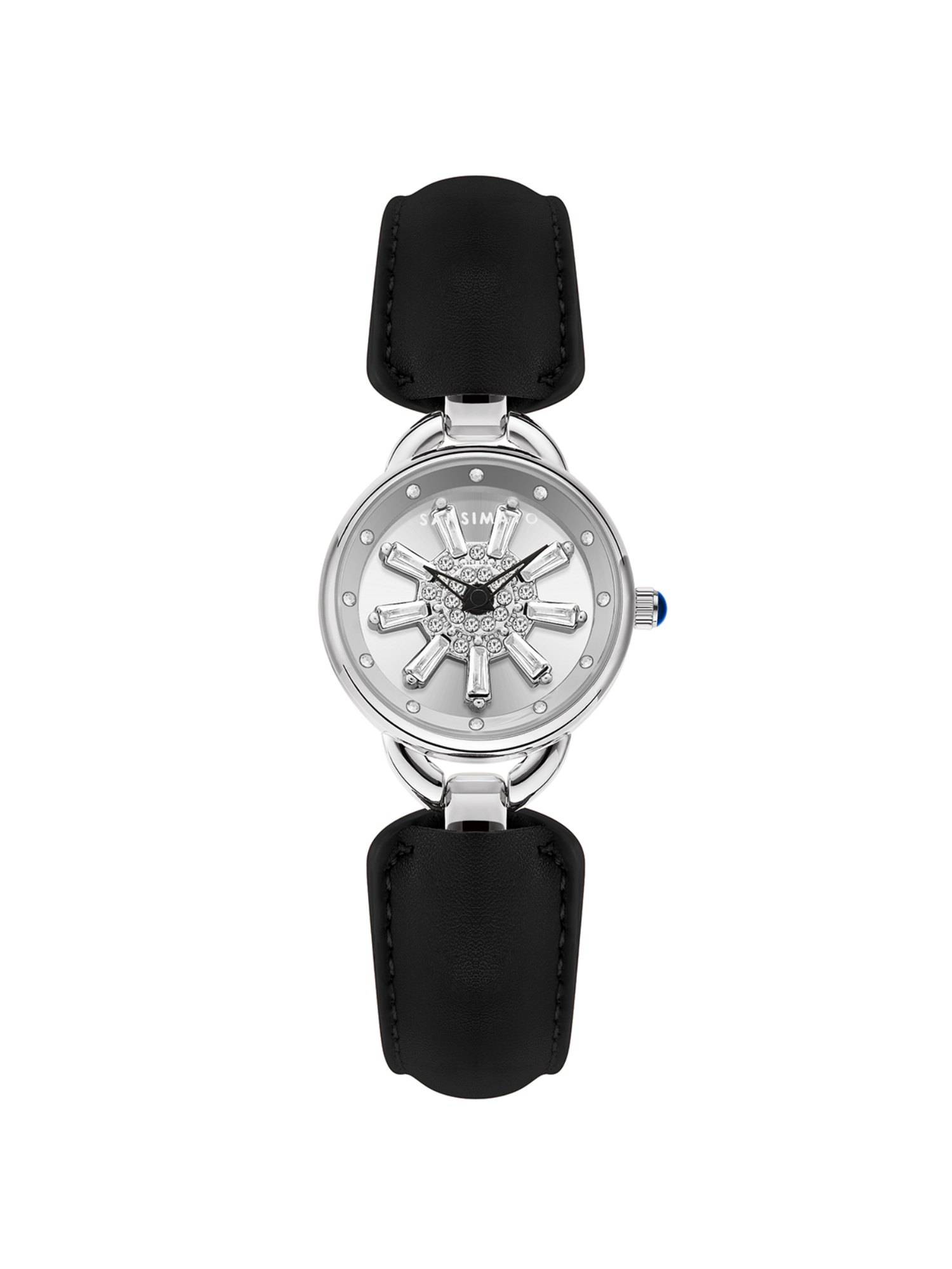 Sansi Mayo Aurora Analog Round Silver Dial Watch for Women-Sm-L-0116-B-S-S (Medium)
