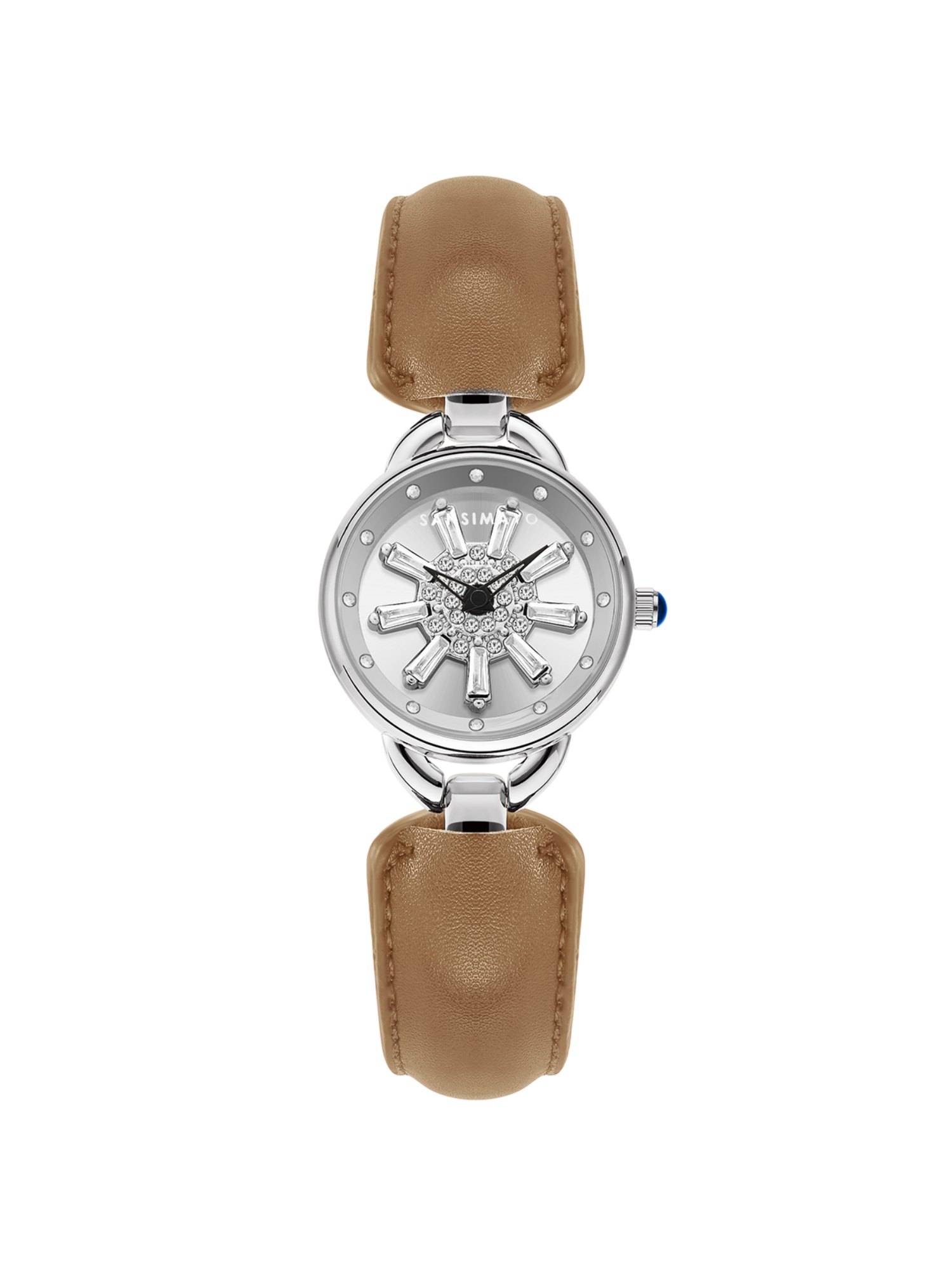 Sansi Mayo Aurora Analog Round Silver Dial Watch for Women-Sm-L-0116-Be-S-S (Medium)
