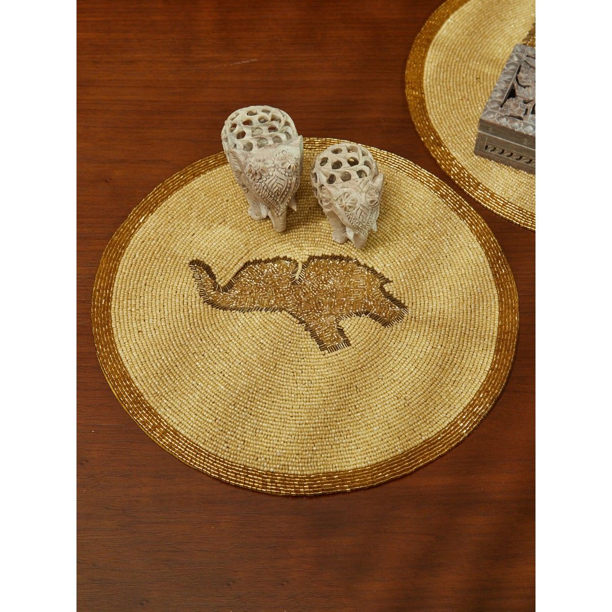 Maatir Hand Beaded Elephant Table Mat Buy Maatir Hand Beaded Elephant Table Mat Online at Best