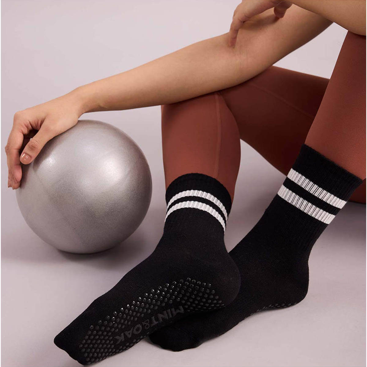 Full Length Pilates & Yoga Grip Socks Non Slip Breathable Socks for Women-White