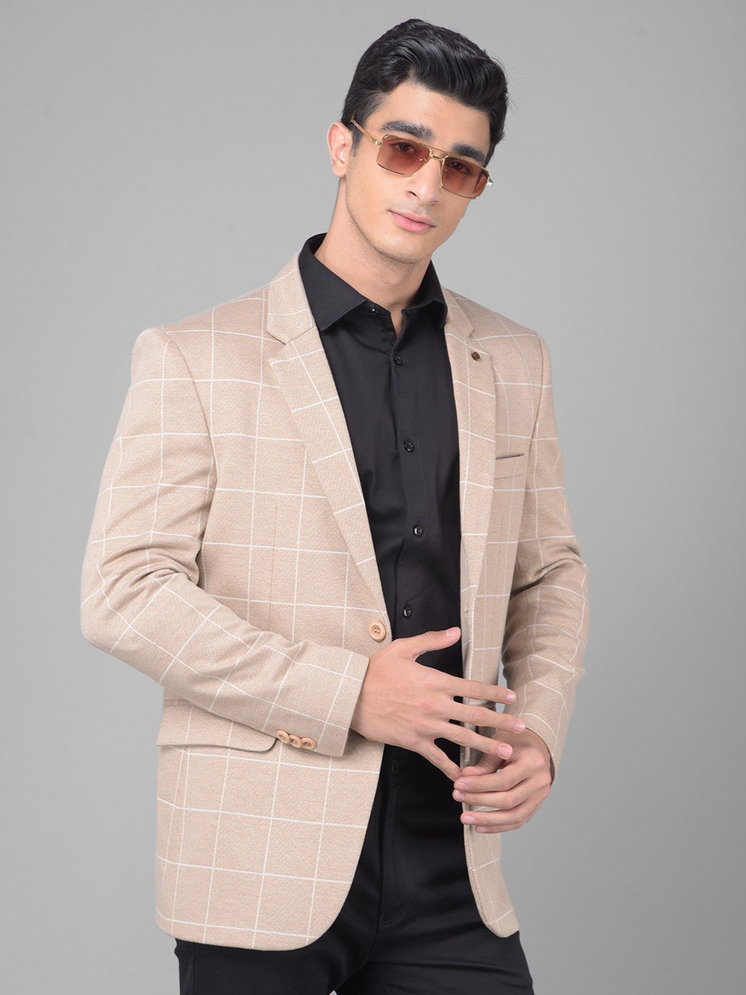 Beige check clearance blazer