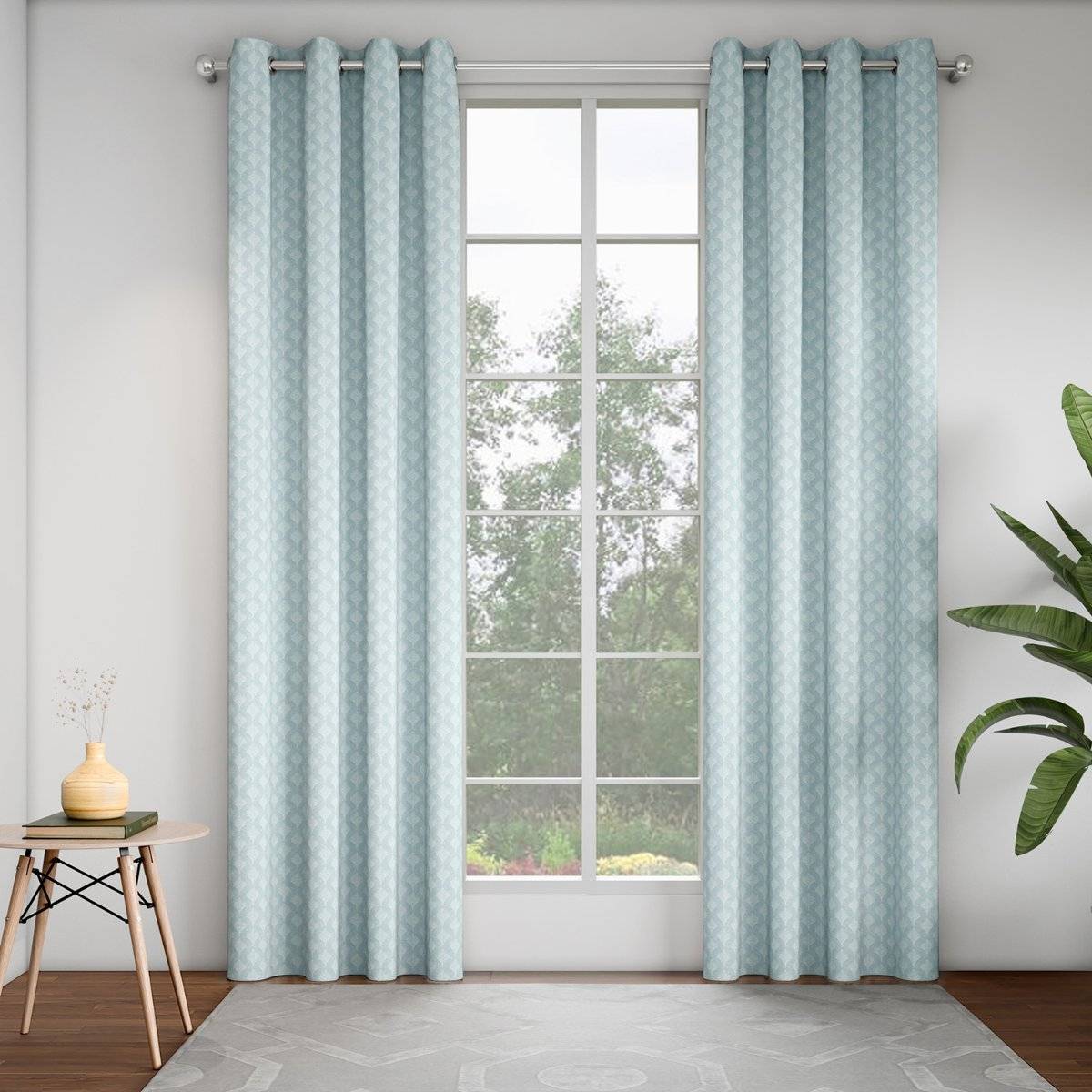 GM Scallop Sky 7 Feet Room Darkening Door Curtain (Pack of 2)