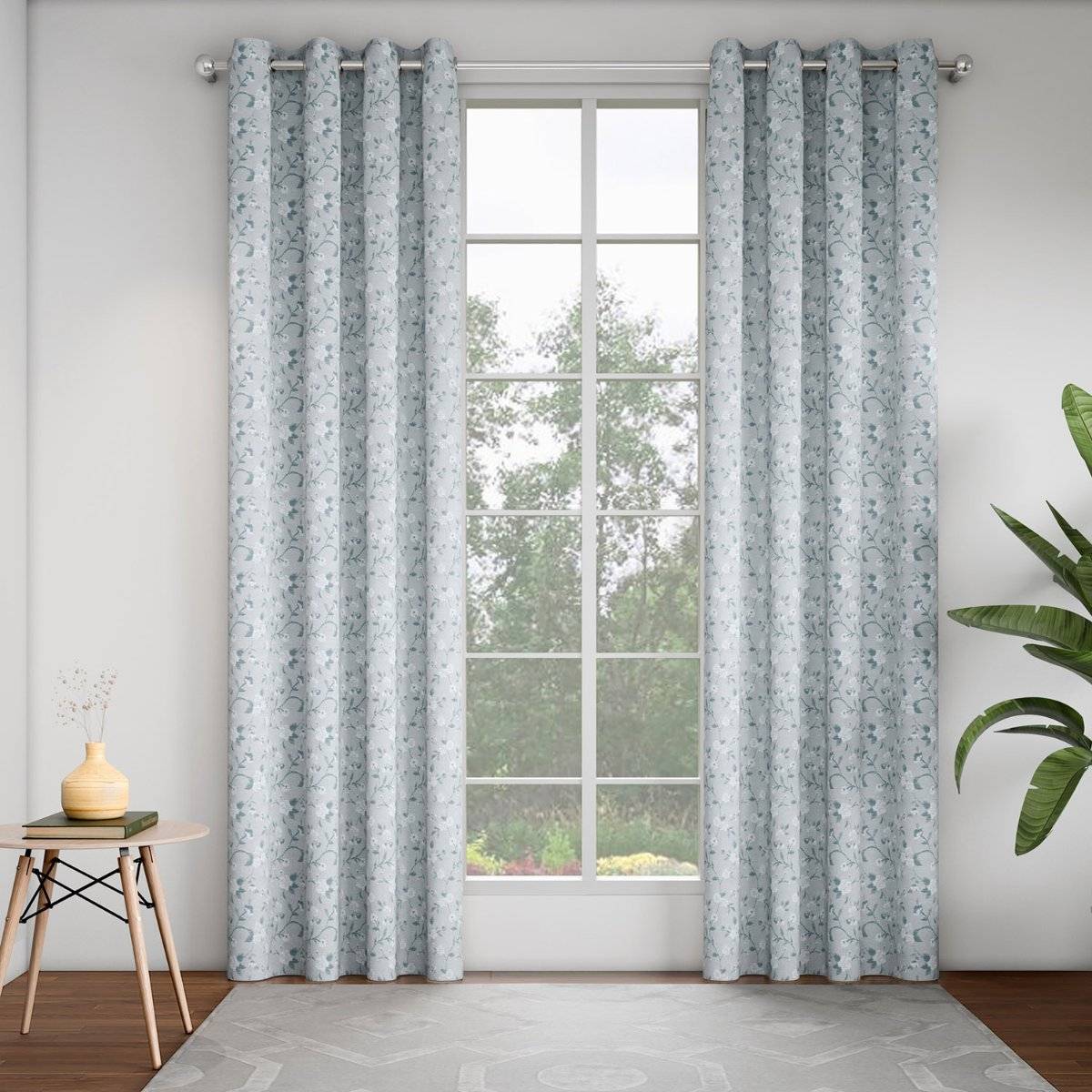 GM Floral Sky 7 Feet Room Darkening Door Curtain (Pack of 2)