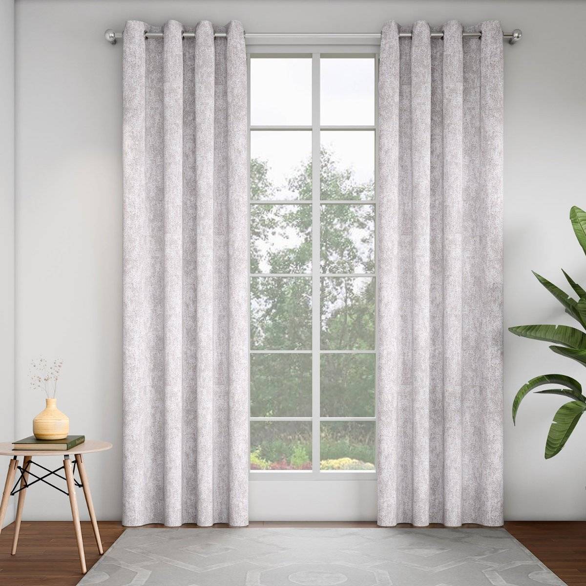 GM Textured Smoke 7 Feet Room Darkening Door Curtain (Pack of 2)