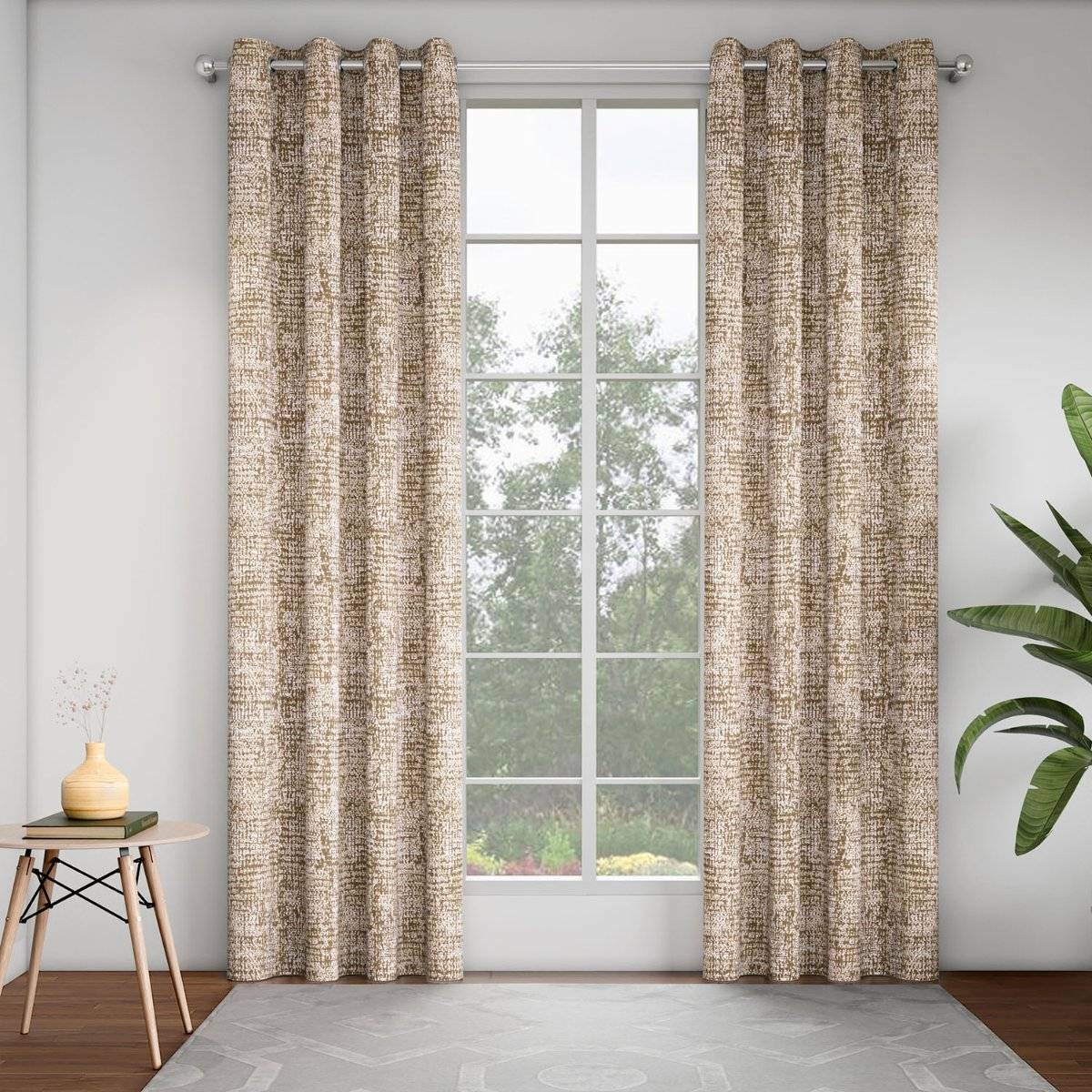 GM Textured Camel 7 Feet Room Darkening Door Curtain (Pack of 2)