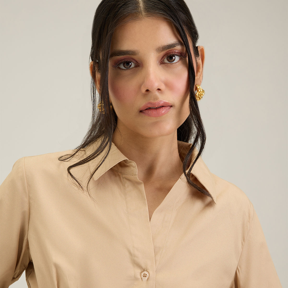 Buy Twenty Dresses by Nykaa Fashion Work Beige Solid Full Sleeves