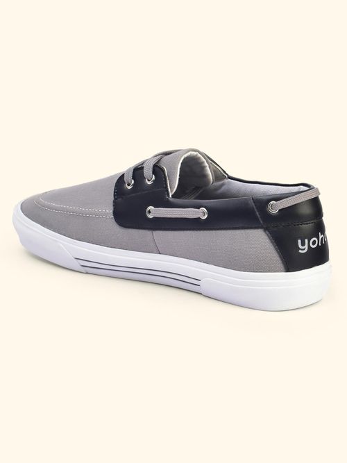 Buy Yoho Men Grey Sailor Stylish Comfortable Boat Shoes Online - Main Image