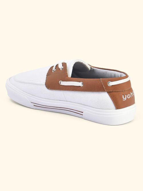 Yoho Men White Sailor Stylish Comfortable Boat Shoes