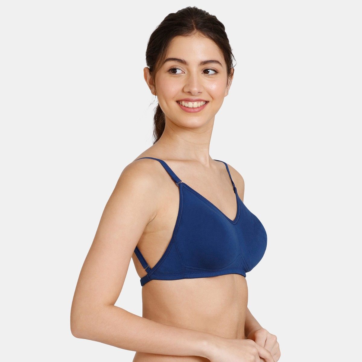 Zivame Beautiful Basics Double Layered Non Wired Full Coverage Backless Bra Blue Set Of 2