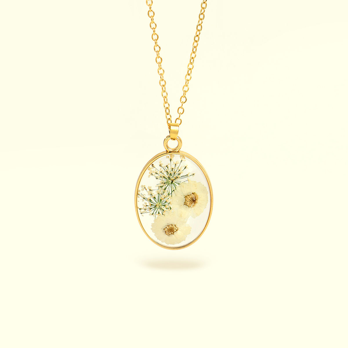 Fablestreet White Dry Flower Pendant Necklace: Buy Fablestreet