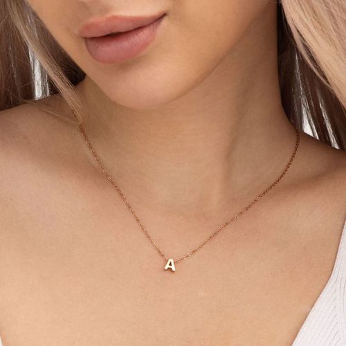 Palmonas Women Rose Gold Small A Letter Necklace
