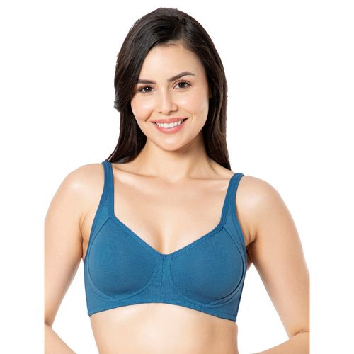 Buy Amante Solid Non Padded Non-wired Full Coverage Super Support Bra -  Blue Online