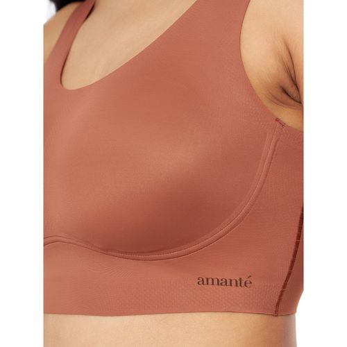 Buy Amante Solid Non Padded Non-wired Full Coverage Slip-on Bra - Brown  online
