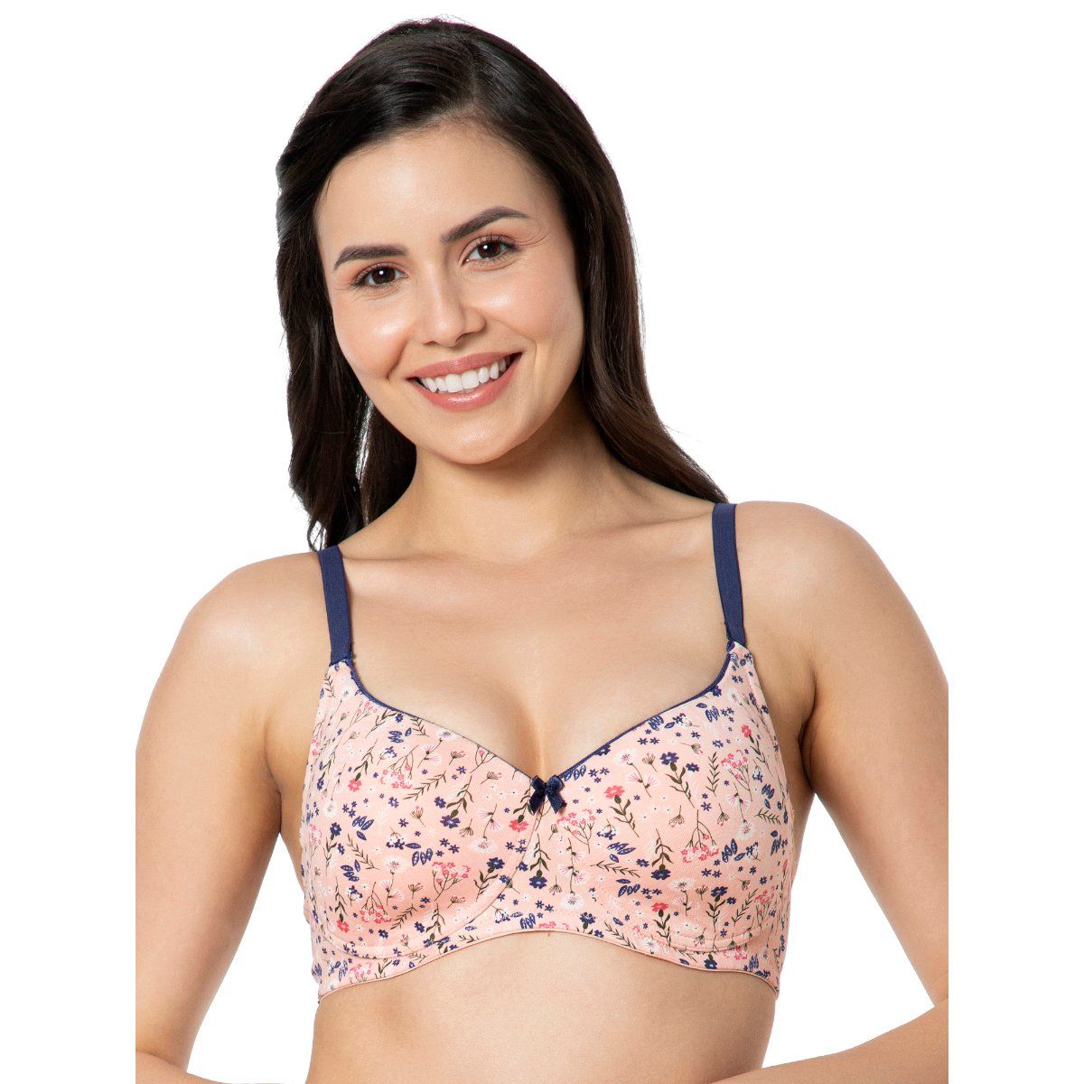 Buy Amante Printed Padded Non-wired Full Coverage T-shirt Bra - Pink Online