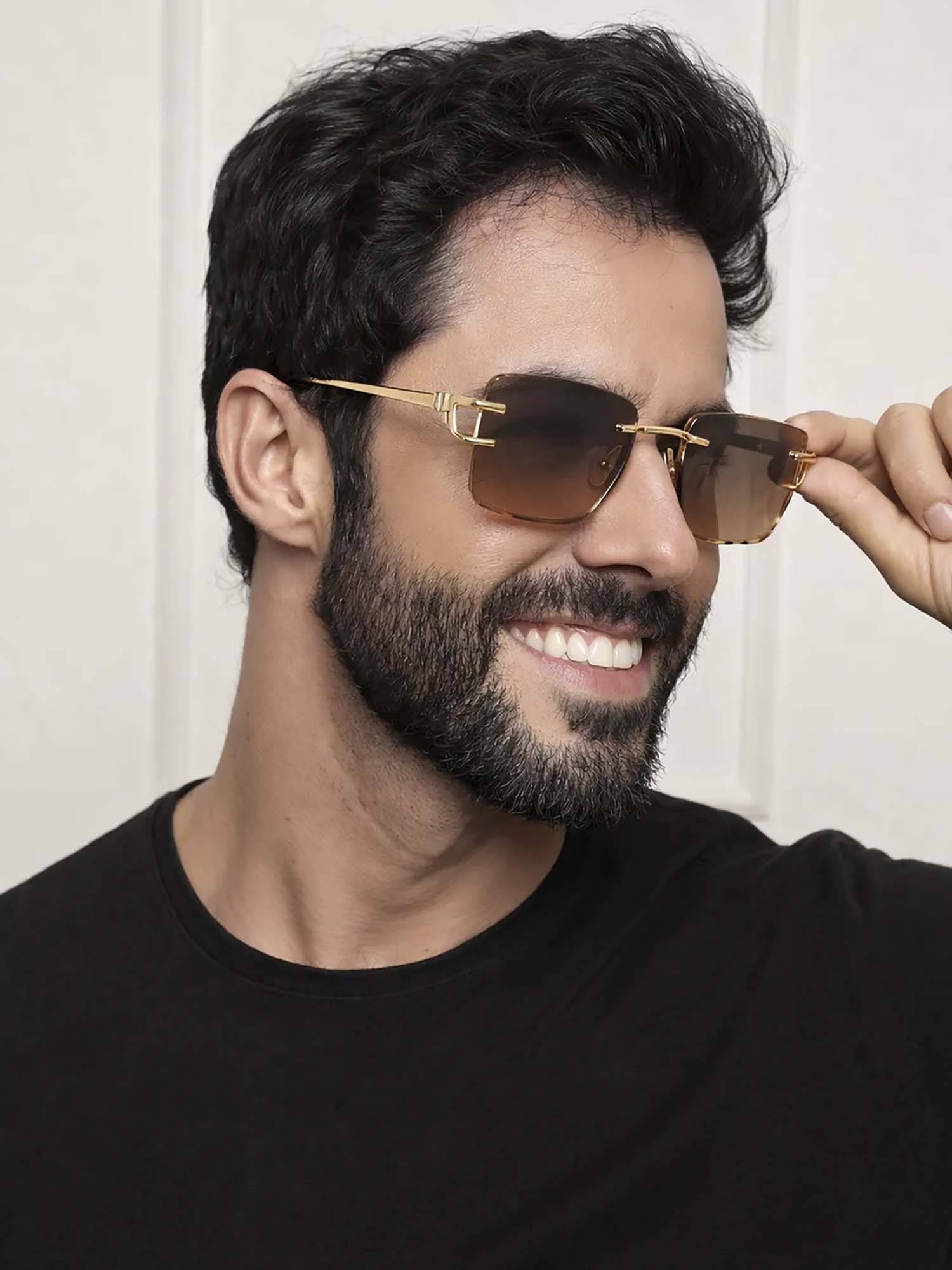 Zaadran Brown Alberta-Brown Rectangular Sunglass (Alberta-Brown) (56)