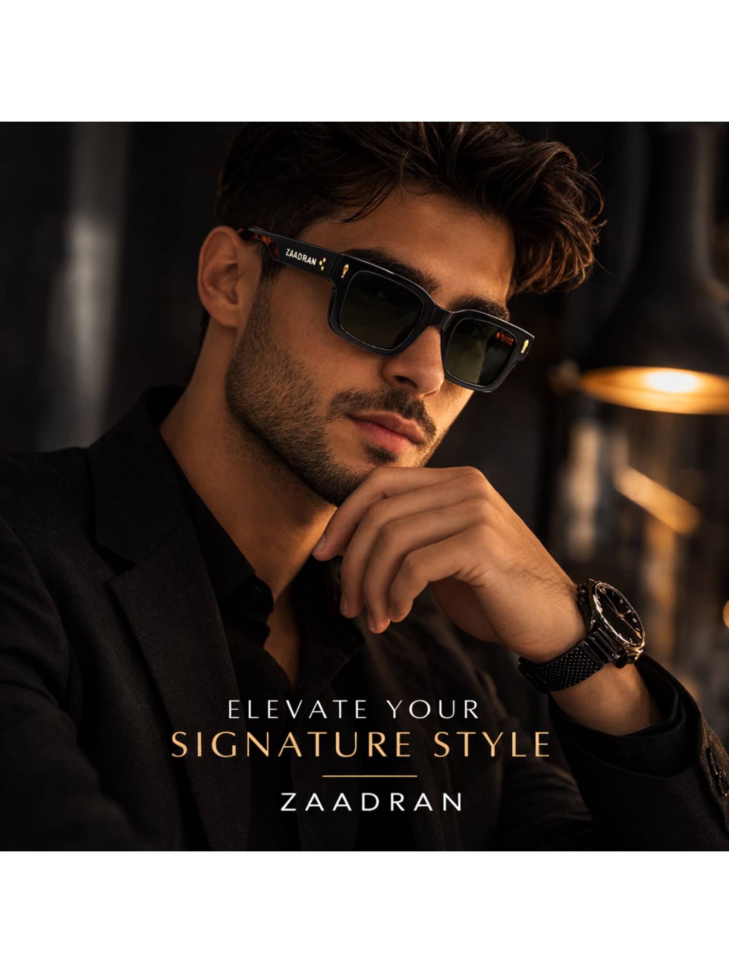 Zaadran Green Almaty Green Square Sunglass (Almaty-Blk Green) (54)