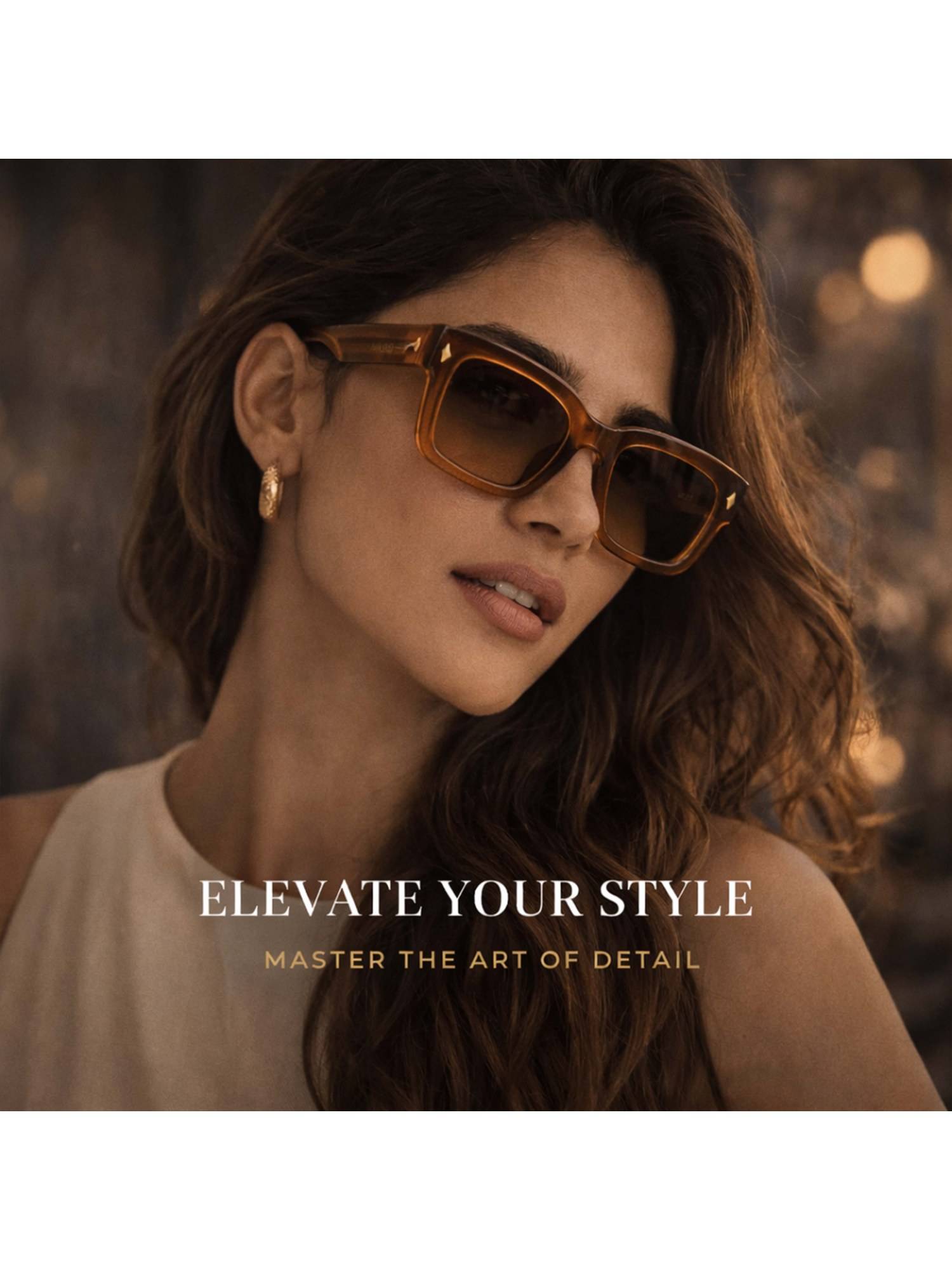 Zaadran Brown Almaty-Light Brown Square Sunglass (Almaty-Light Brown) (54)