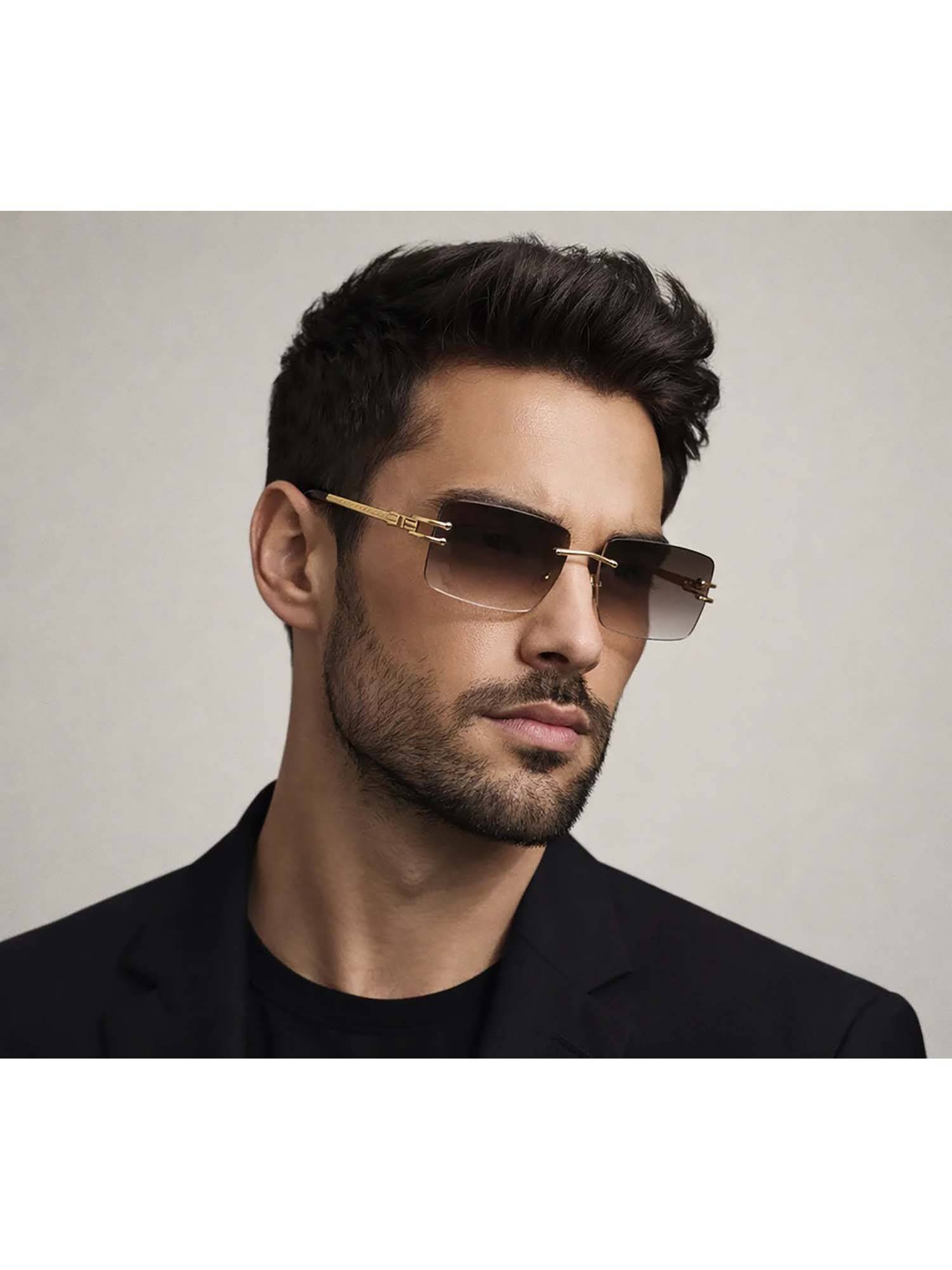 Zaadran Brown Austria-Brown Rectangular Sunglass (Austria-Brown) (59)