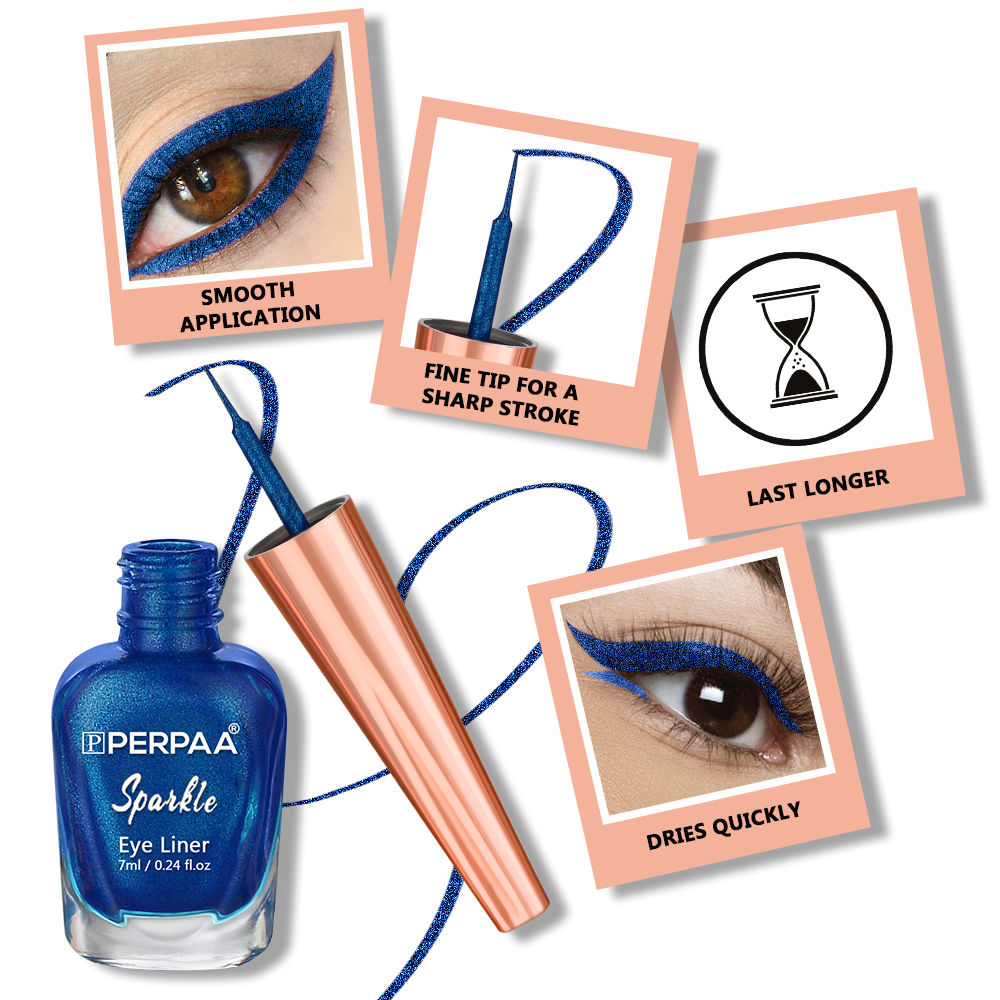 Buy PERPAA Black Kohl Kajal + Long Stay Liquid Blue Eyeliner Combo Online