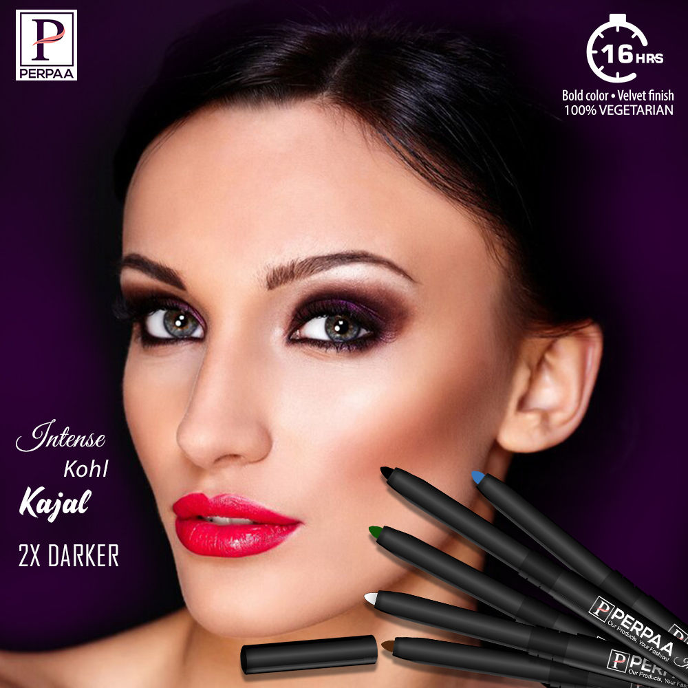 Buy PERPAA Black Kohl Kajal + Long Stay Liquid Blue Eyeliner Combo Online