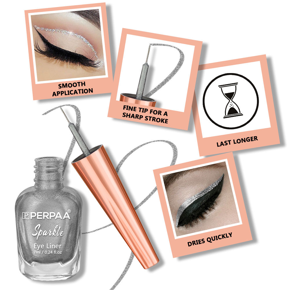 Buy PERPAA Silver Liquid Eyeliner + White Kohl Kajal Combo Online