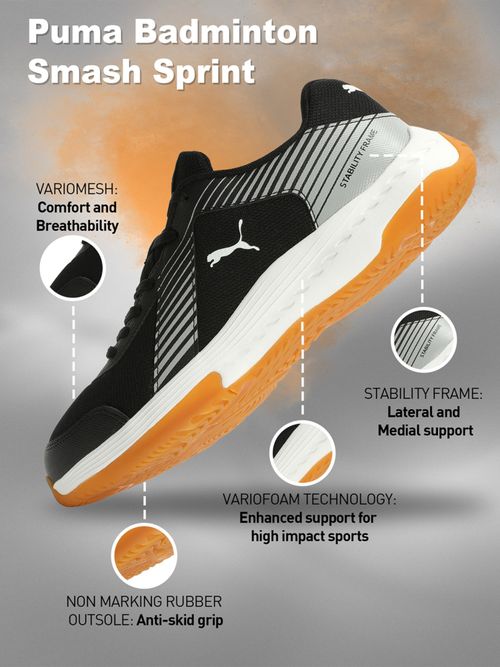 Buy Puma Smash Sprint Unisex Black Badminton Shoes Online
