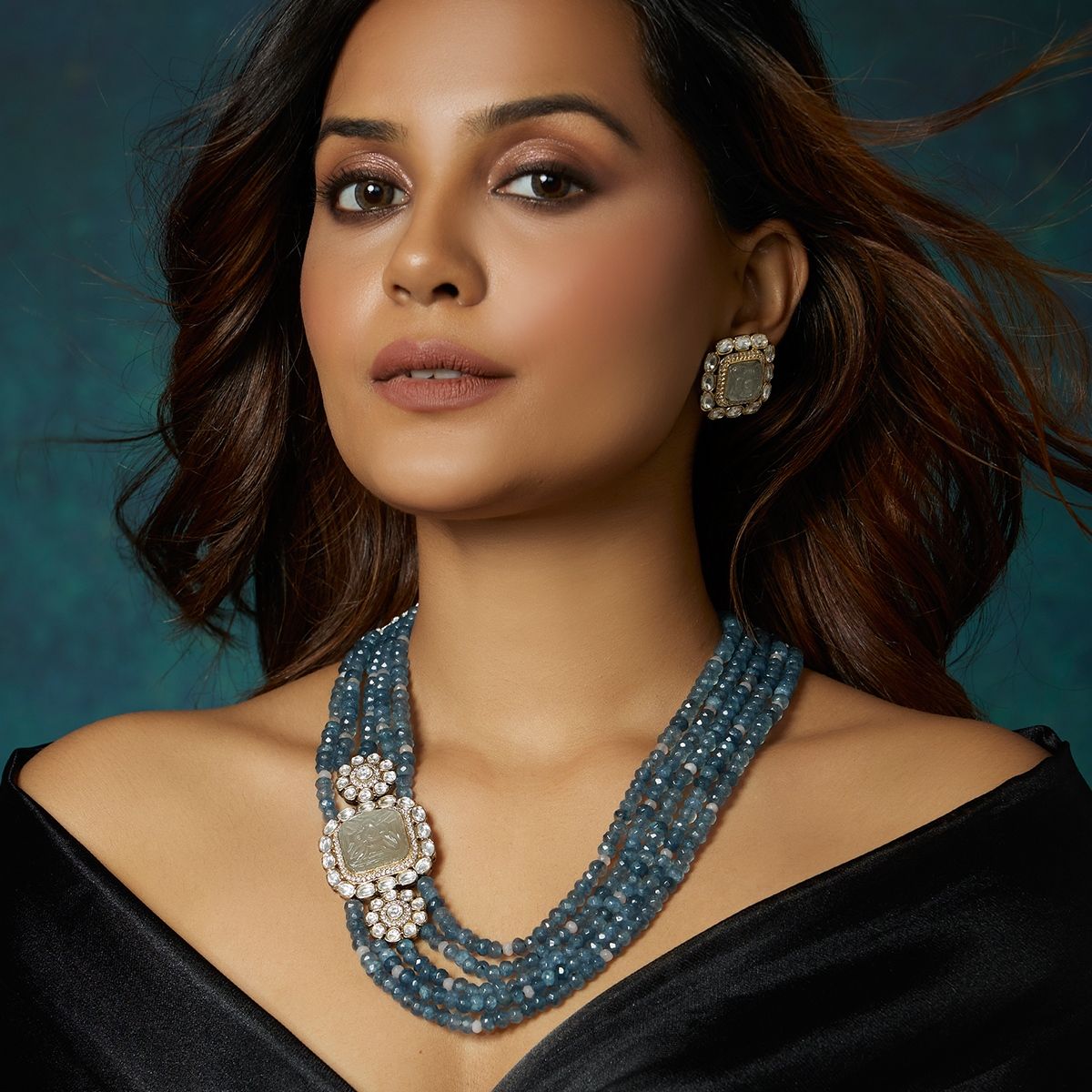 Joules By Radhika Blue and Grey Antique Necklace Set Buy Joules By