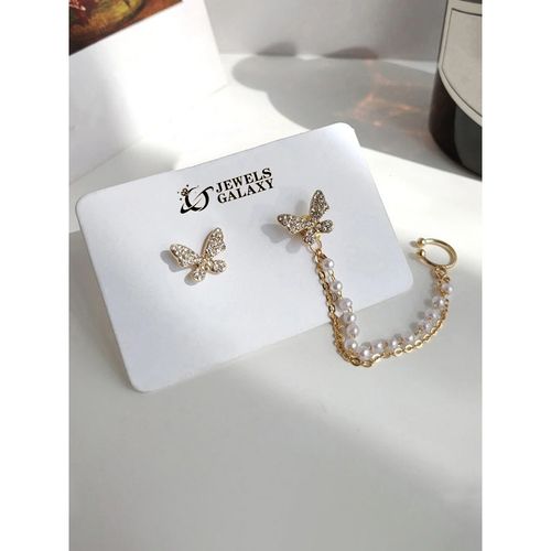 Buy Jewels Galaxy Gold Plated Fashionable Korean Butterfly Pearl