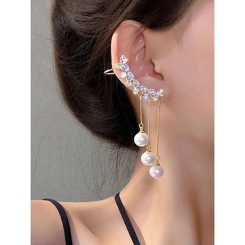 Jewels Galaxy Gold Plated Korean Ad Wings Pearl Drop Earrings